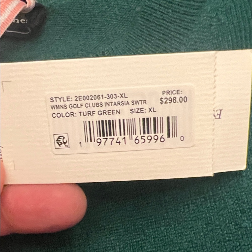 🆕 Vineyard Vines 100% Cashmere Turf Green Sweater - Picture 5 of 6
